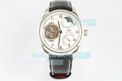 BBR Factory Swiss Replica IWC Portugieser Tourbillon Watch SS White Dial 44MM